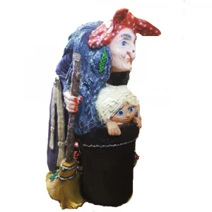 Садовая фигура Баба Яга на ступе с домовёнком 86х66 см