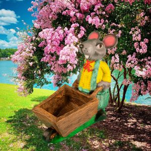 Садовое кашпо Мышь с тачкой 56х58 см