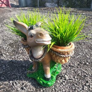 Садовое кашпо для цветов Ослик с корзинами, 47х39 см.