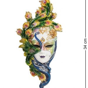 Венецианская маска для интерьера "Павлин"- цветной, 34 см.