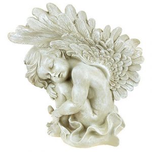 Садовая фигура Ангел спящий с большими крыльями, 43х30 см.