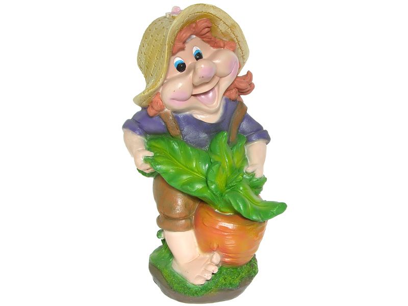 Садовая фигура Мальчик тащит морковь 31х17 см