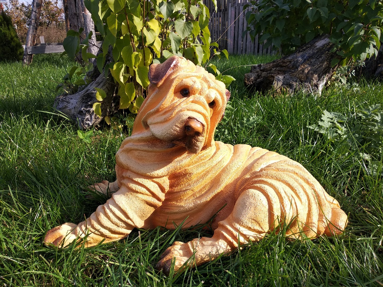 Садовая фигура Шарпей лежачий, 42х70 см.