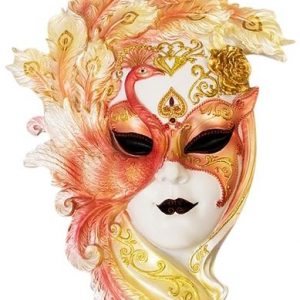 Венецианская маска для интерьера "Павлин"- белый, 34 см.