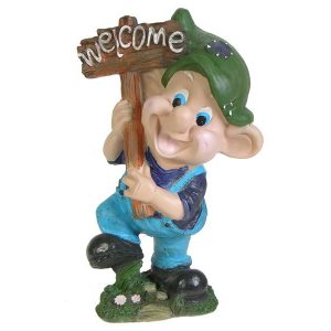 Садовая фигура Эльф с табличкой Welcome №2, 18х31 см.