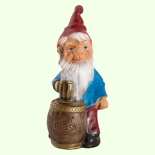 Садовая фигура Гном с бочкой 45х22 см.