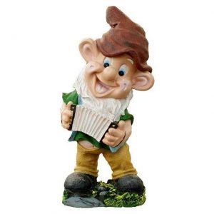 Садовая фигура Гном с гармошкой 21х43 см.