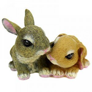 Садовая фигура Зайчик с зайчихой, 23х14 см.