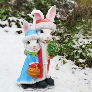 Фигура на новый год Зайчики пара (блестки), 50х27х14 см.