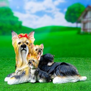 Садовая фигура Йорк с щенками, 32 см.