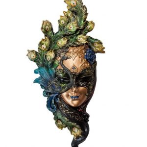 Венецианская маска для интерьера "Павлин" бол.- цветной, 55 см.