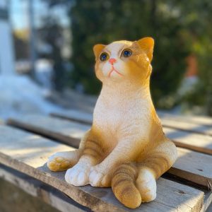 Садовая фигура Котёнок рыжий сидит, 22х18х12 см.