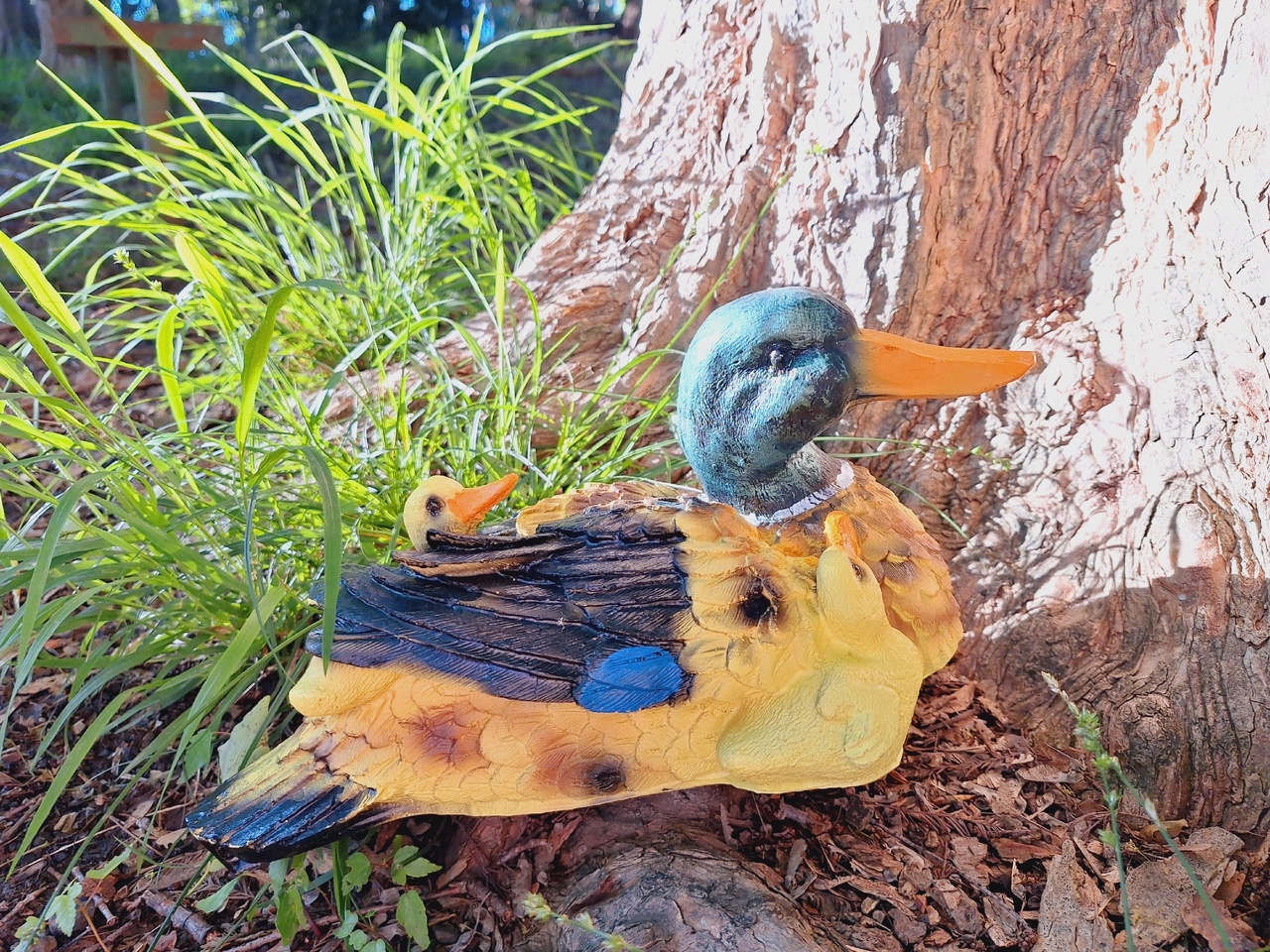 Садовая фигура Утка с утятами, 16х31 см.