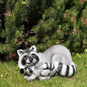 Садовая фигура Енот с енотиком, 24х40 см.